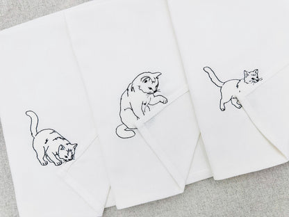 Playing Kitty Cat Kitten SET of 3 pet animal Thief kitchen dish towel kids machine embroidery designs ITH