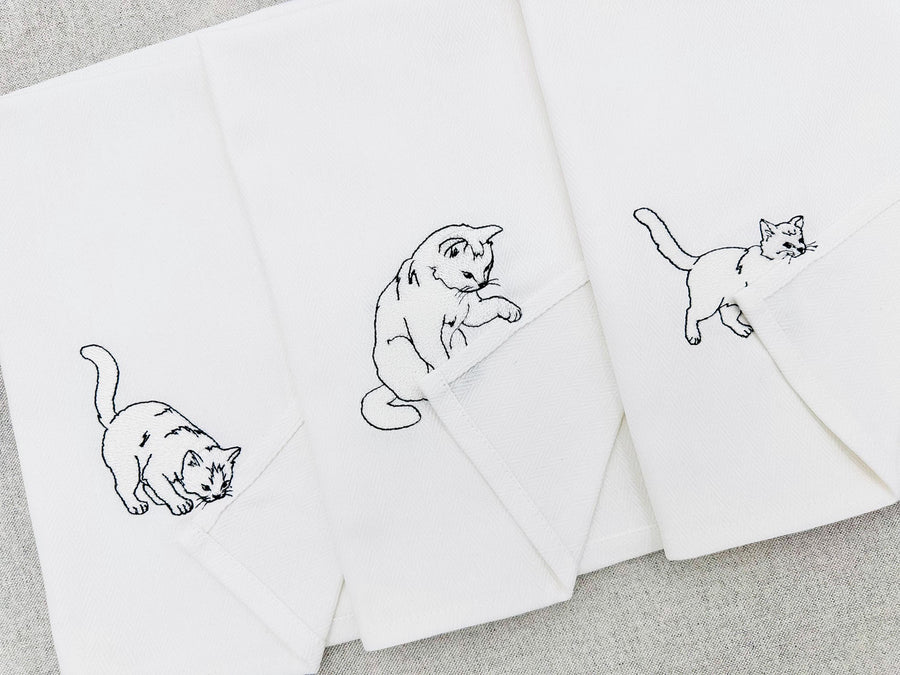 Playing Kitty Cat Kitten SET of 3 pet animal Thief kitchen dish towel kids machine embroidery designs ITH