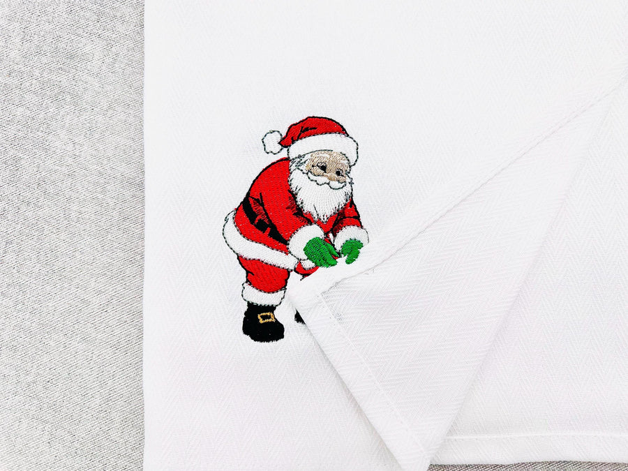 Naughty Playing Christmas Santa stealing kitchen dish towel thief kids gift idea machine embroidery designs ITH