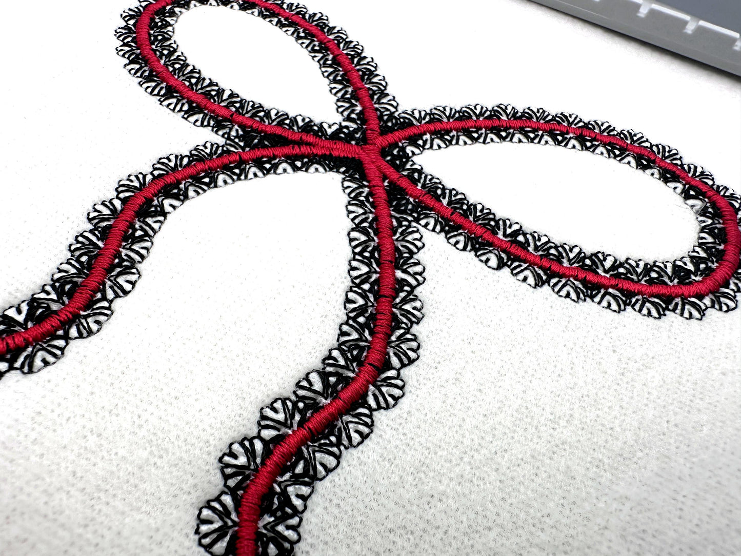 Festive Lace Ribbon Bow Lace Effect machine embroidery designs kids baby girls outfit towel home decor