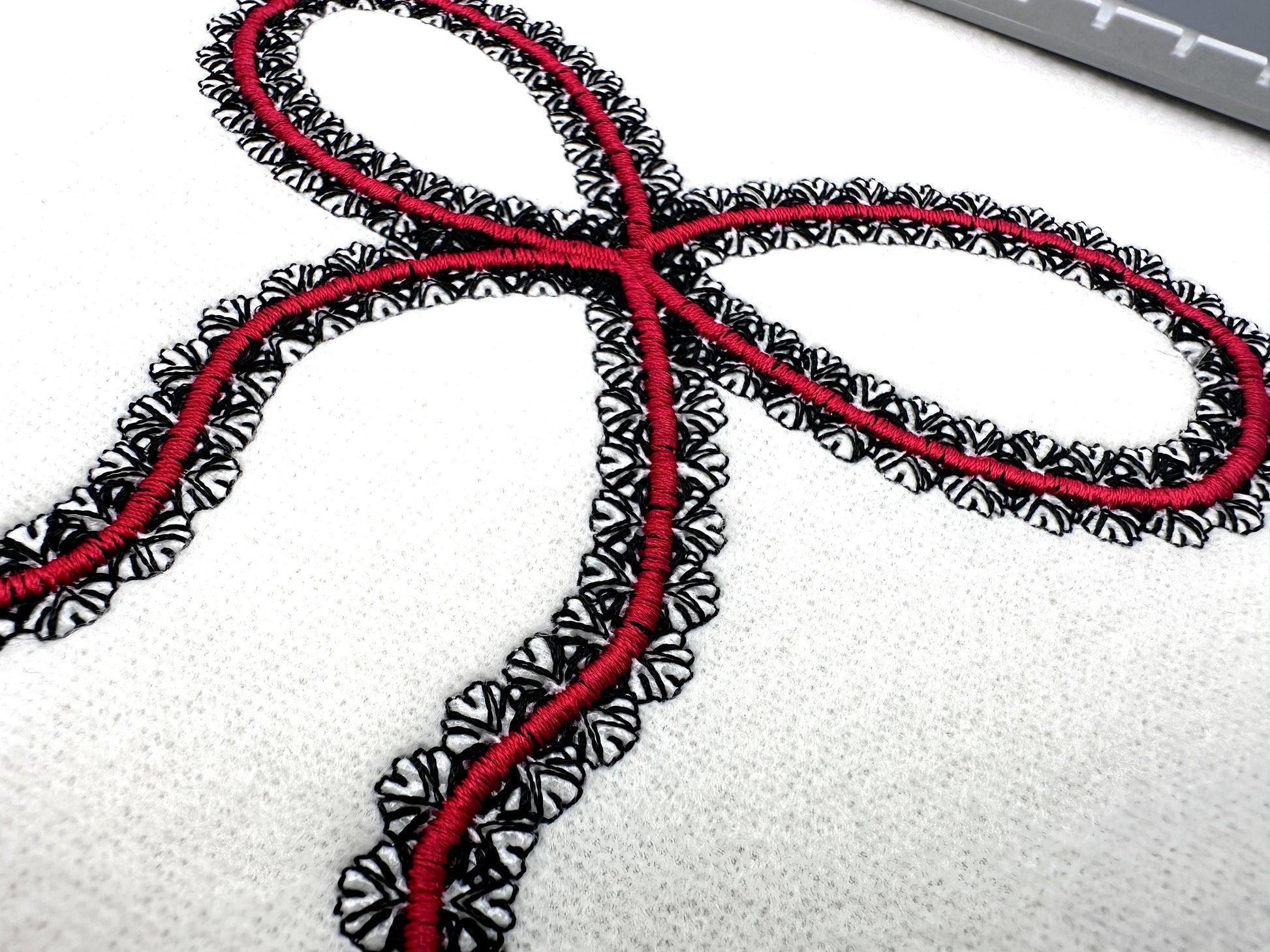 Festive Lace Ribbon Bow Lace Effect machine embroidery designs kids baby girls outfit towel home decor