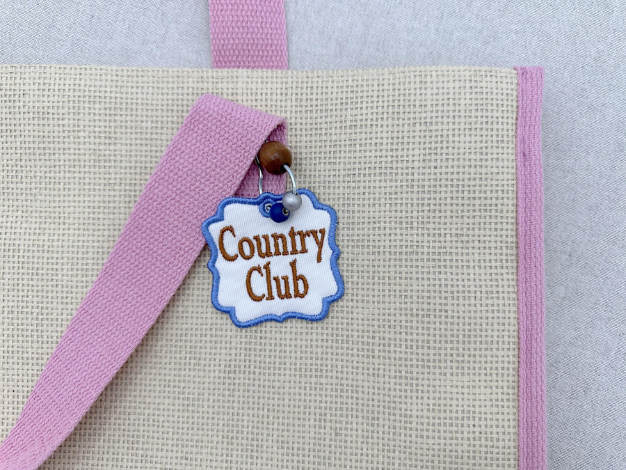 Classic Country Club Bag Tag Charm SET with mini Font keychain eyelet simply in the hoop gift idea machine embroidery designs ITH