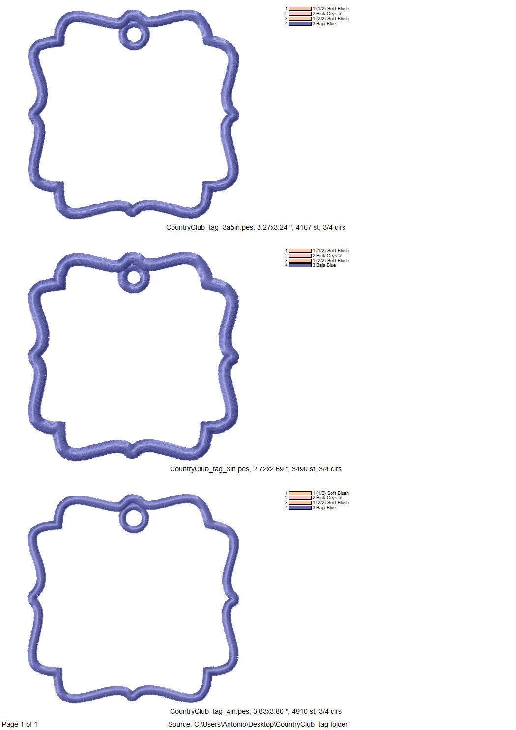 Country Club Bag Tag Charm Set
