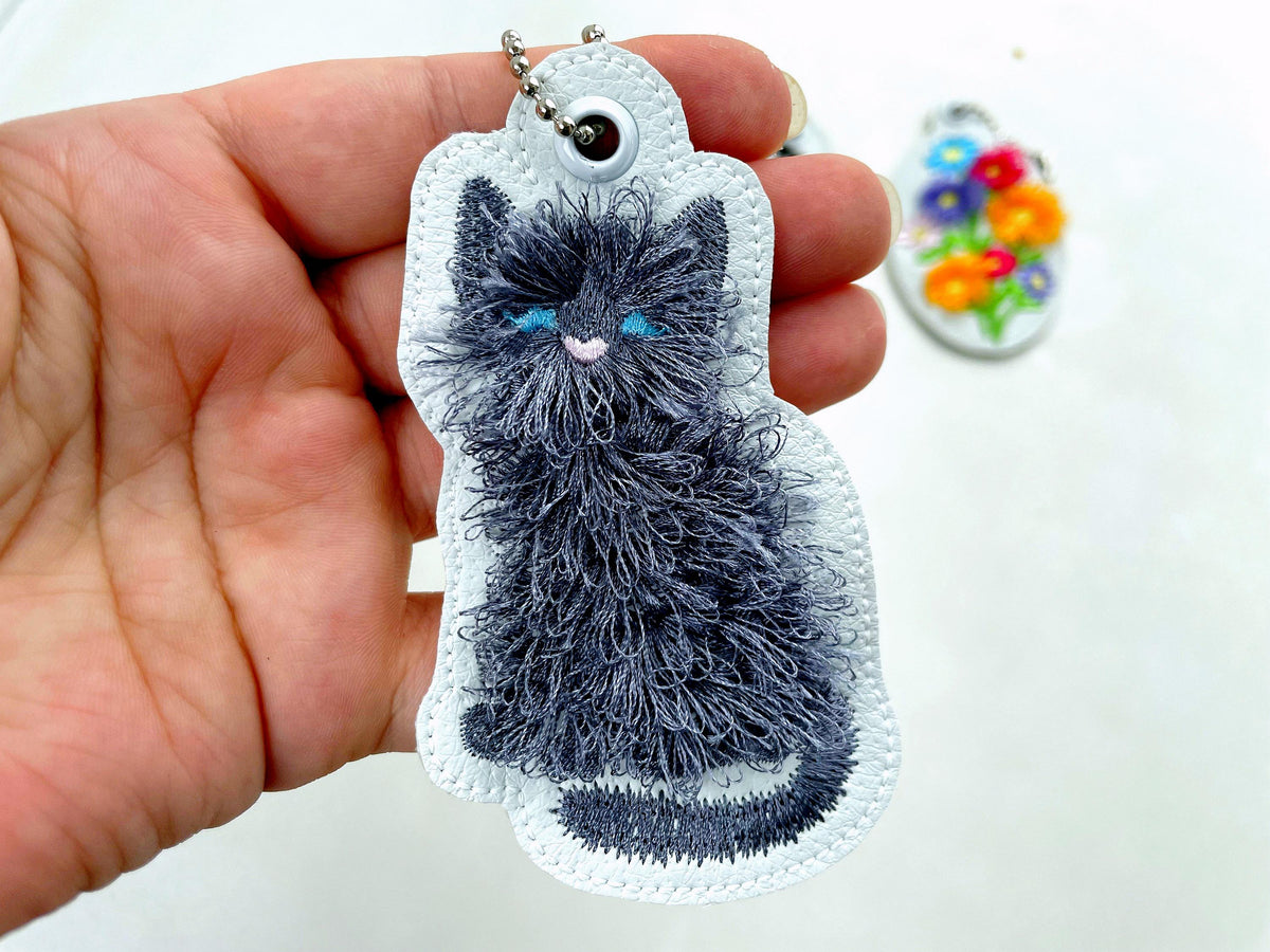 Fluffy Kitty Cat Keychain