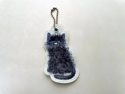 Fluffy Kitty Cat Keychain