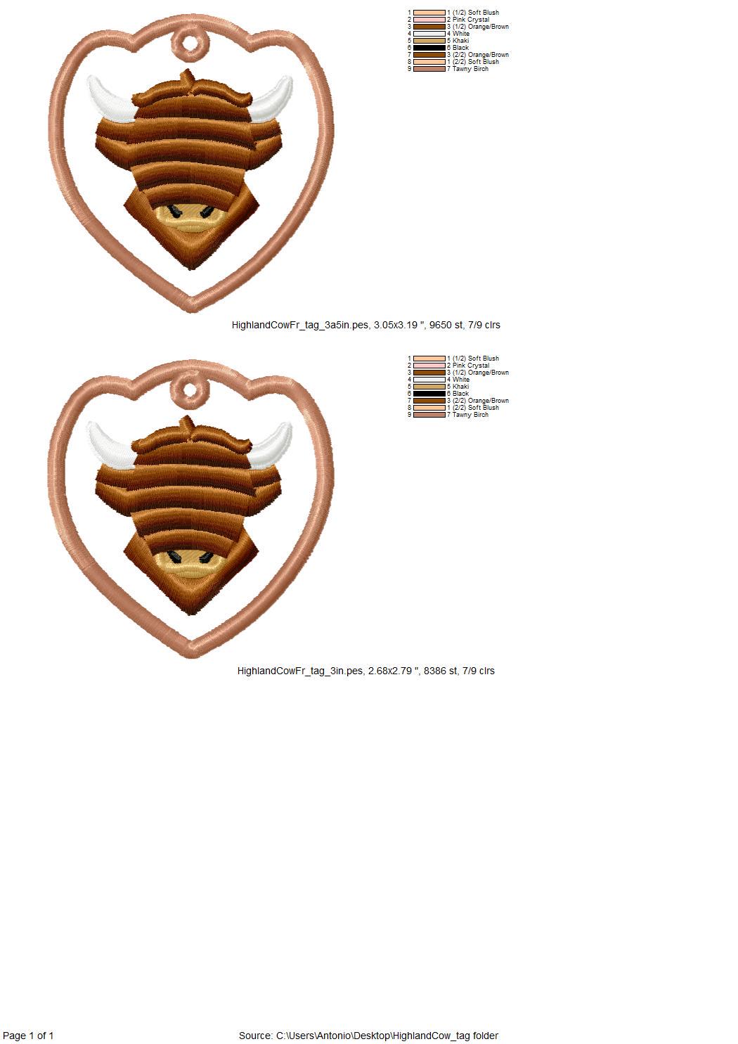 Fringed Highland Cow Bag Tag