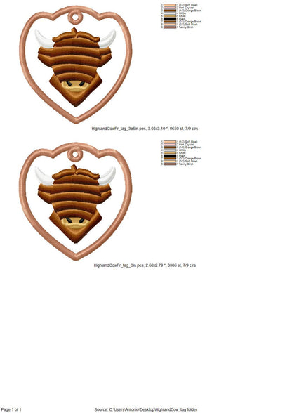Fringed Highland Cow Bag Tag