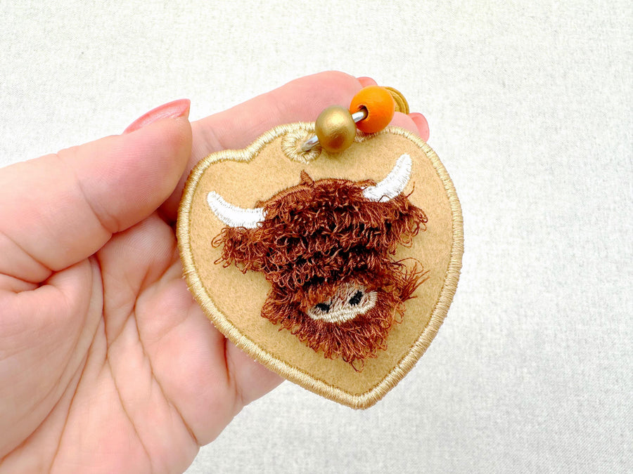 Fringed Highland Cow Bag Tag