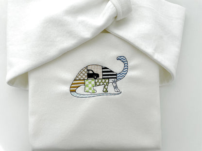 Patchwork Apatosaurus dinosaur Jurassic animal silhouette patterned outline kids boys machine embroidery designs