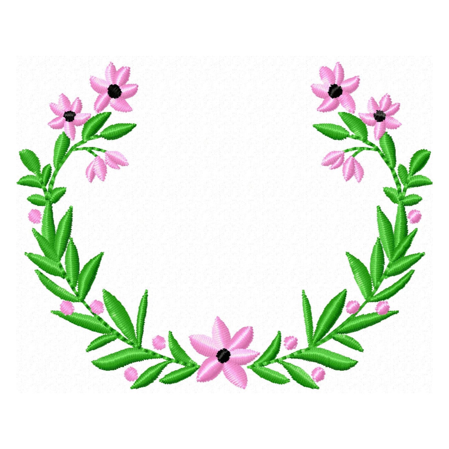 Floral Wreath Monogram Name frame machine embroidery designs flowered flower leaf wreath kids girls