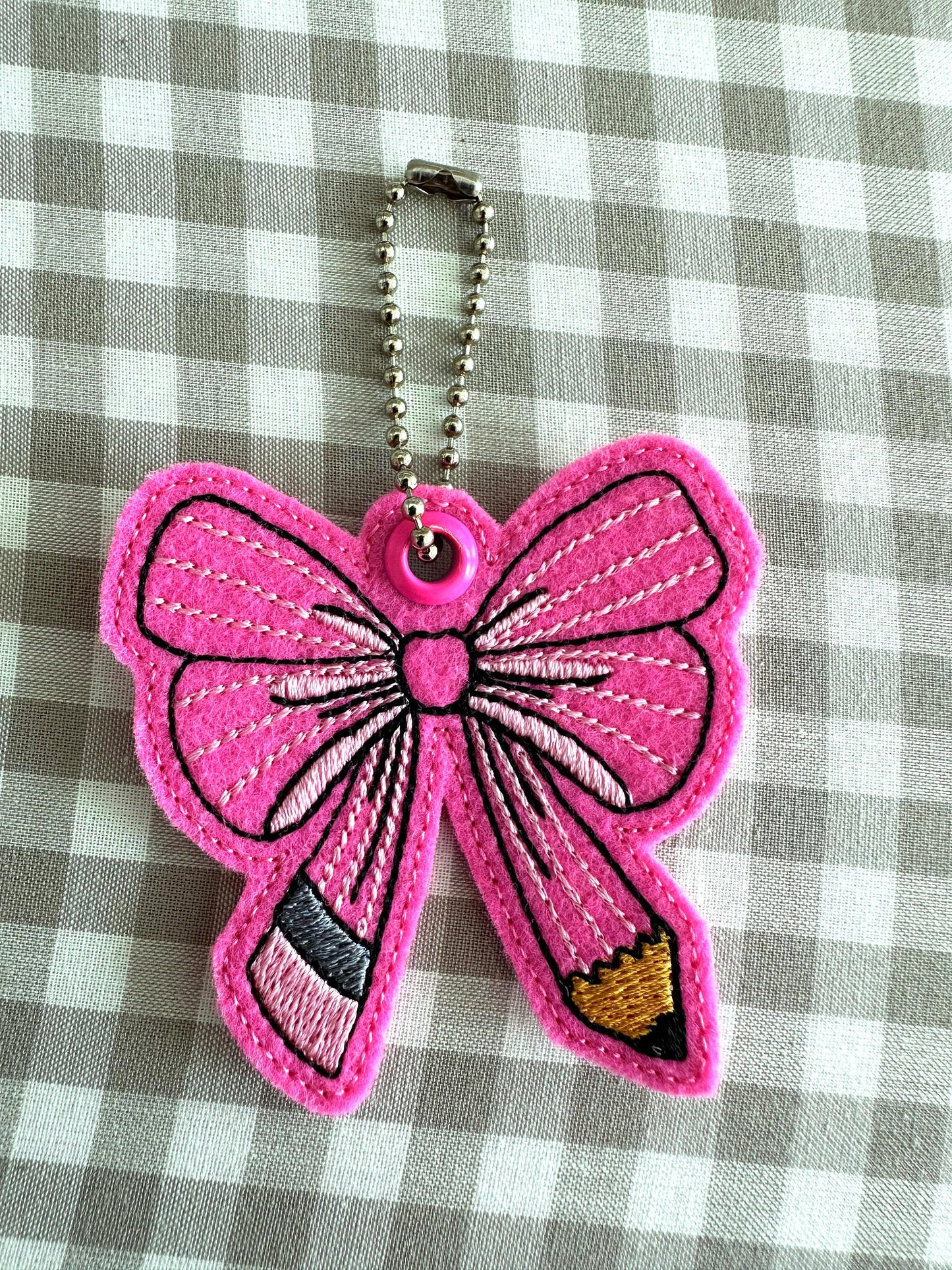 Teacher Pencil Bow Keychain