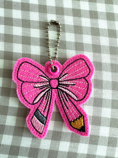 Teacher Pencil Bow Keychain