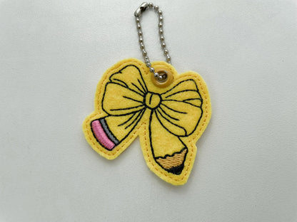 Teacher Pencil Bow Keychain ITH