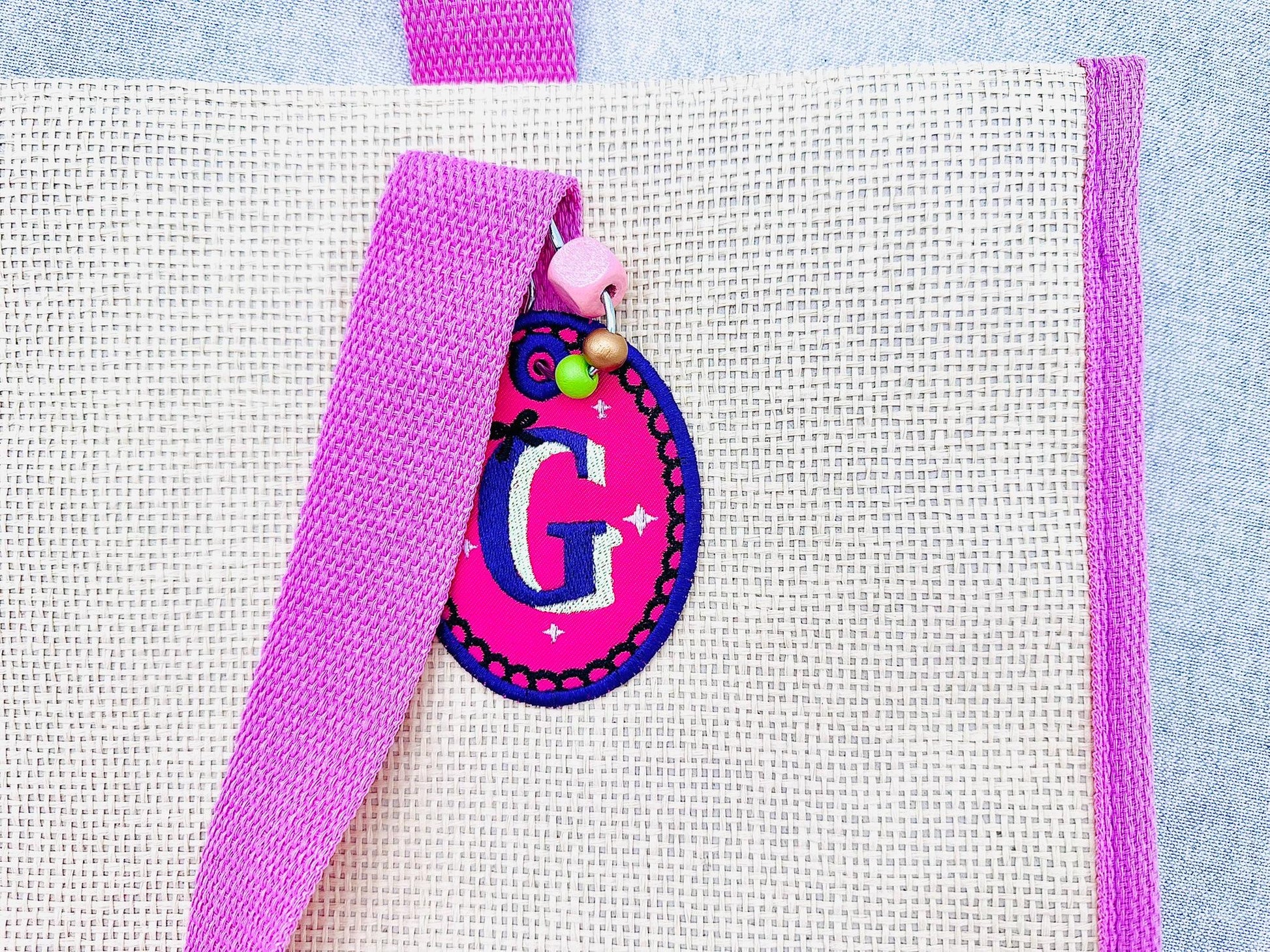 Girly Sparkle Halloween Bag Tag Charm Bow Monogram Font in the hoop machine embroidery designs ITH