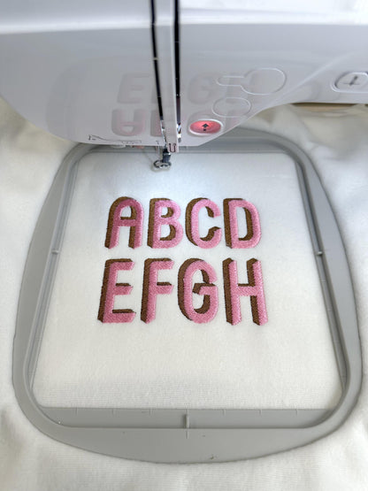 Rounded Shadow FONT fill stitch Alphabet machine embroidery design shadowed monogram colorful bold embroidery font