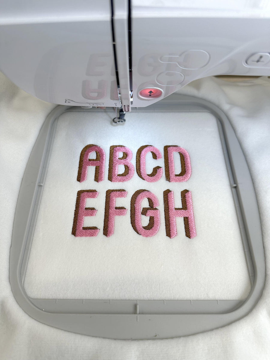 Rounded Shadow FONT fill stitch Alphabet machine embroidery design shadowed monogram colorful bold embroidery font