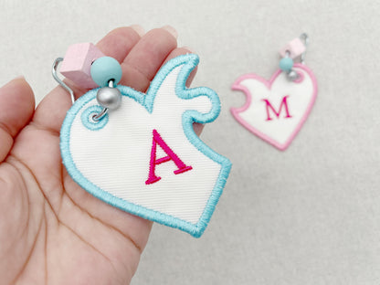Split Heart Puzzle Keychain