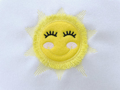 Sun Applique Fringed Fluffy Sunshine summer beach machine embroidery designs kids girls fringe