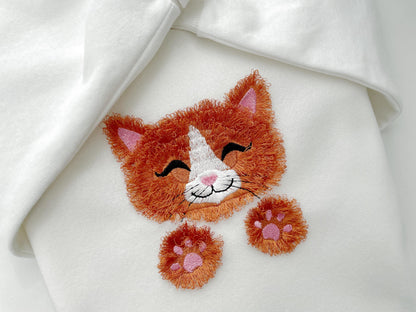 Big fluffy Cat Cute Kitty Cat Kitten fringed fluffy Paws fringe fur machine embroidery designs kids