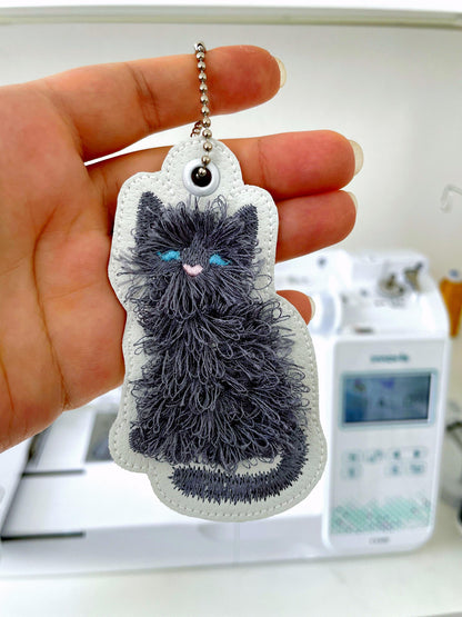 Fluffy Kitty Cat Keychain