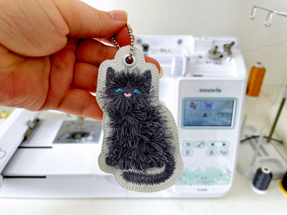 Fluffy Kitty Cat Keychain