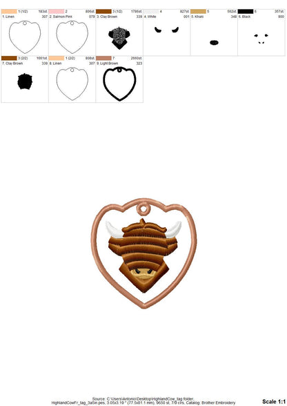 Fringed Highland Cow Bag Tag