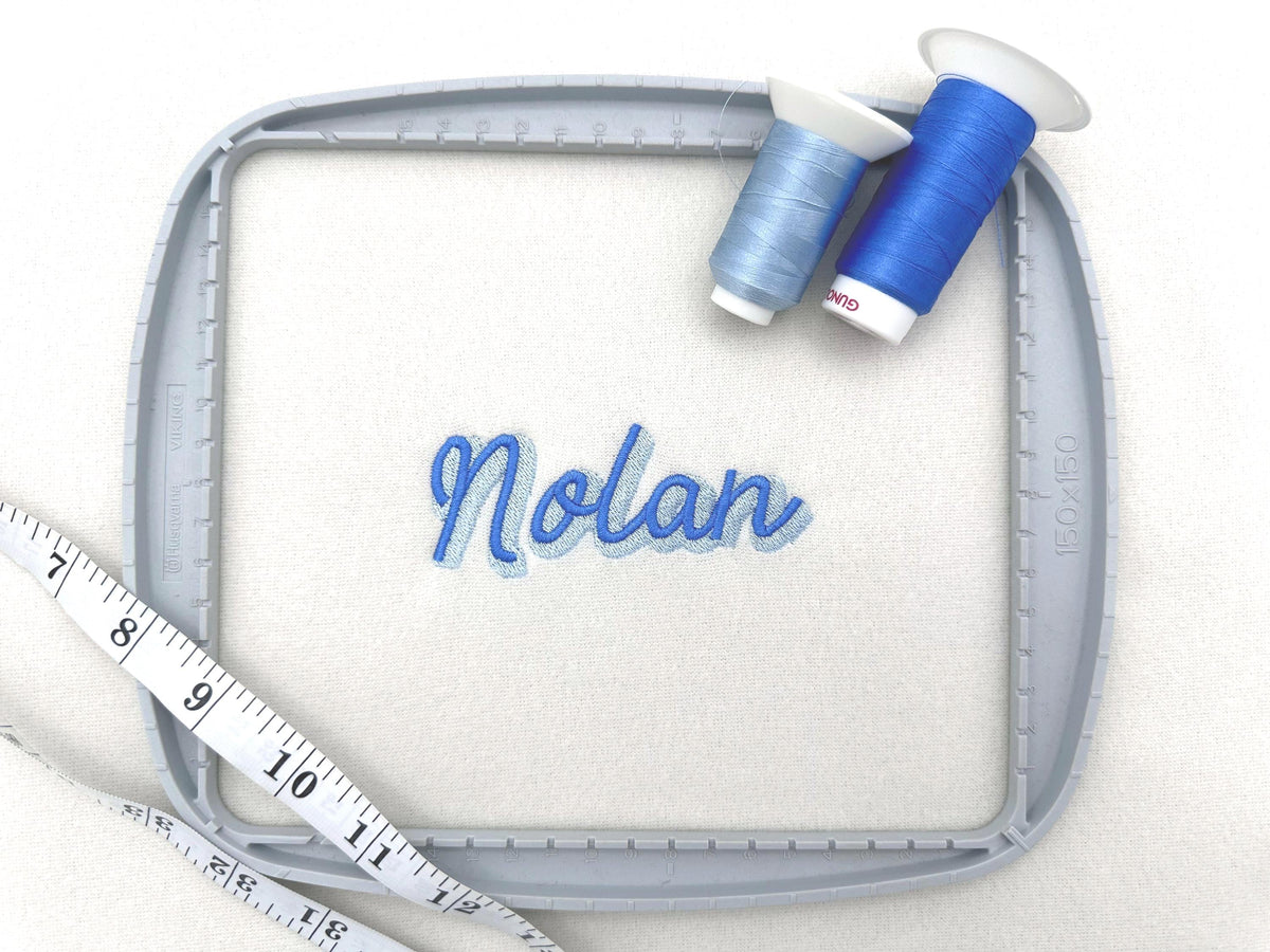 Script Soft Shadow Font fill stitch 2-color Alphabet Monogram kids baby name machine embroidery designs
