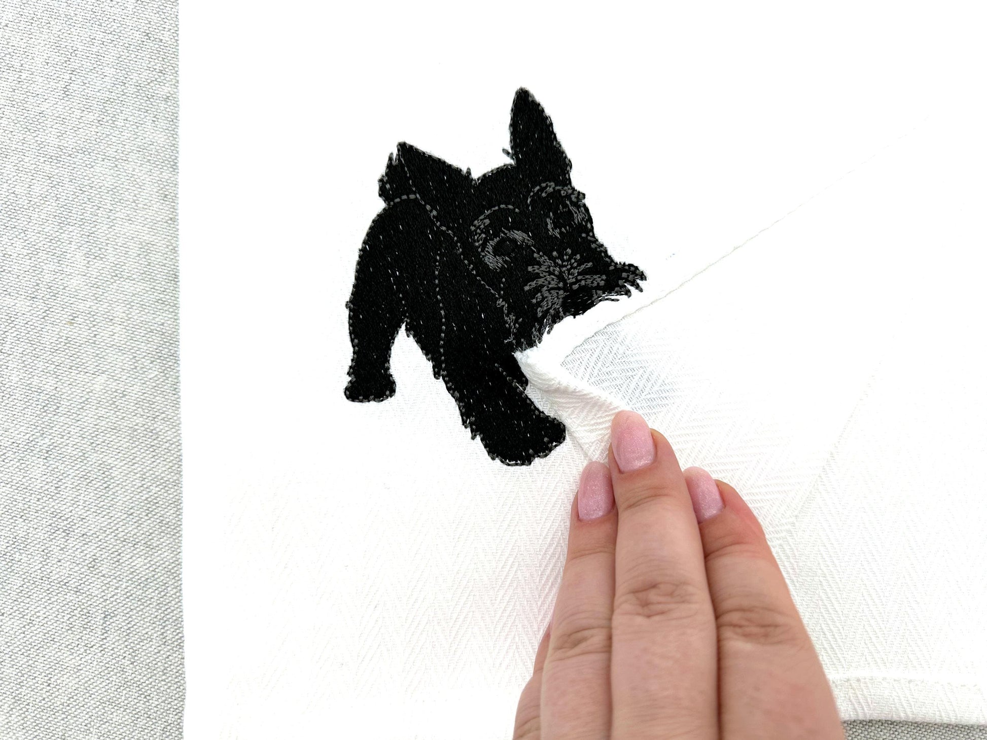 Playing Scottish Terrier Puppy Dog Mama kitchen dish towel pet animal Scottie machine embroidery designs ITH