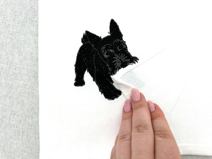 Playing Scottish Terrier Puppy Dog Mama kitchen dish towel pet animal Scottie machine embroidery designs ITH