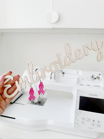 Fringed Pink Ribbon Earrings FSL
