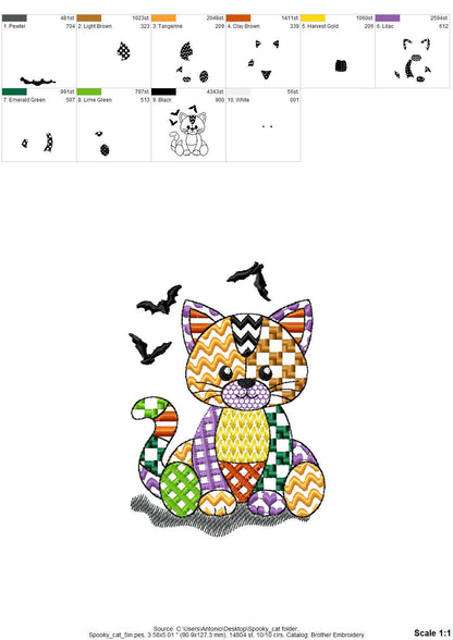 Halloween Patchwork Spooky Cat