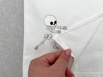 Little Skeleton toddler stealing kitchen dish towel Halloween animal thief kids machine embroidery designs ITH