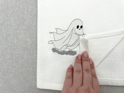 Naughty playing Ghost stealing kitchen dish towel Halloween animal thief kids machine embroidery designs ITH