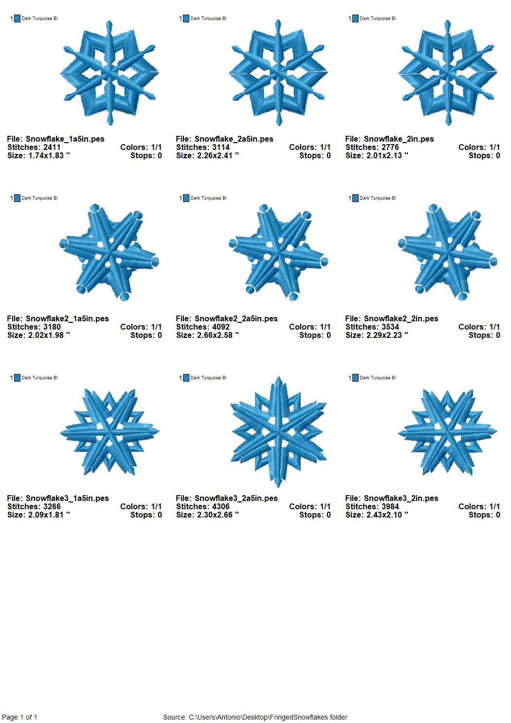 Fringed Snowflake Set of 3