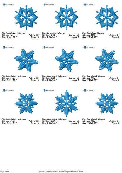Fringed Snowflake Set of 3