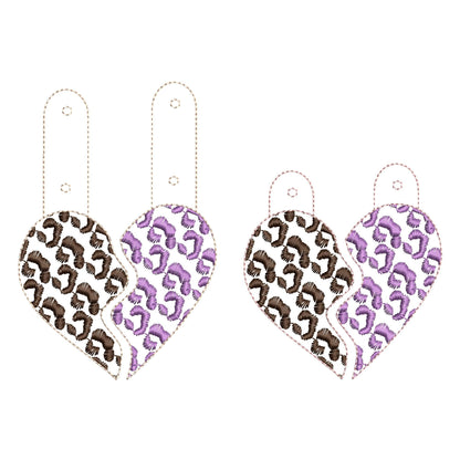 Leopard Split Heart Keychain