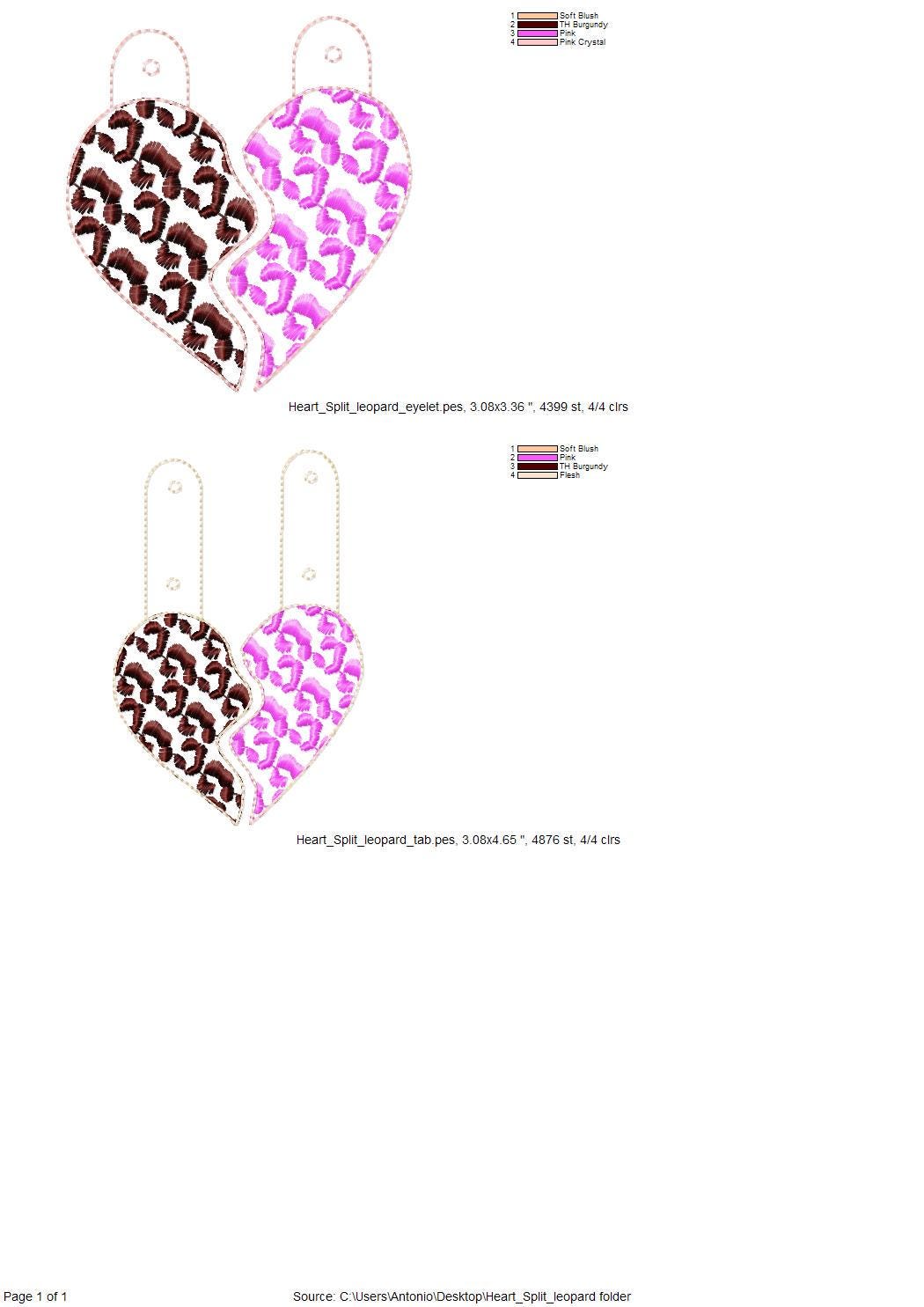 Leopard Split Heart Keychain