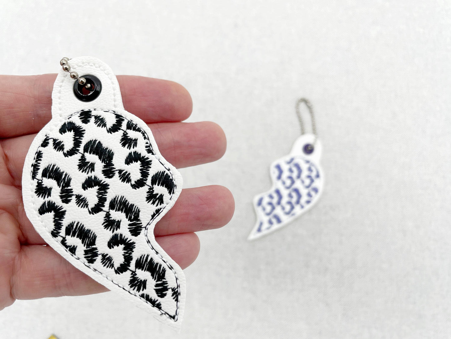 Leopard Split Heart Keychain