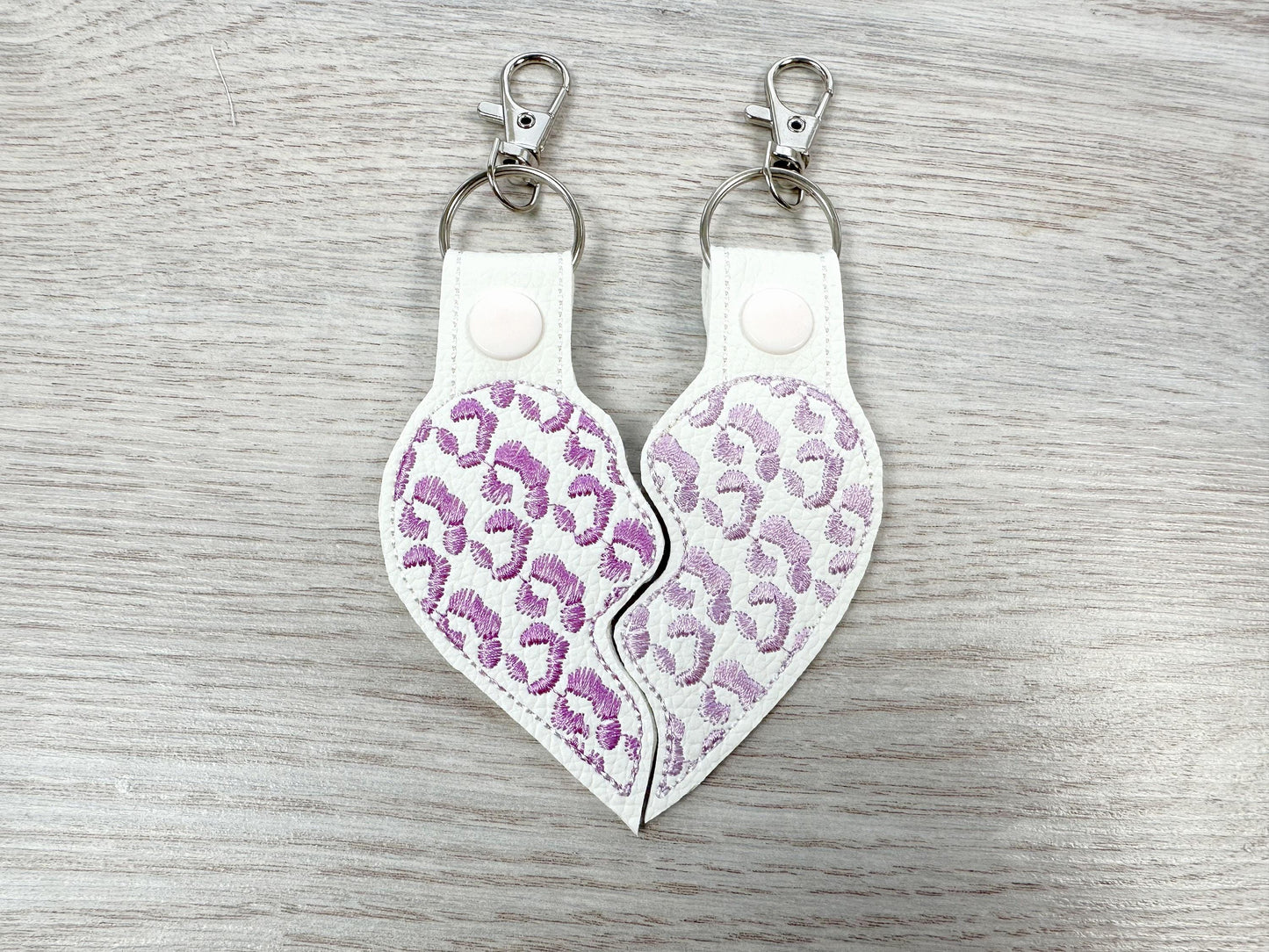 Leopard Split Heart Keychain