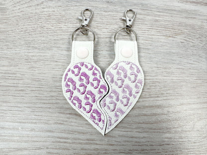 Leopard Split Heart Keychain