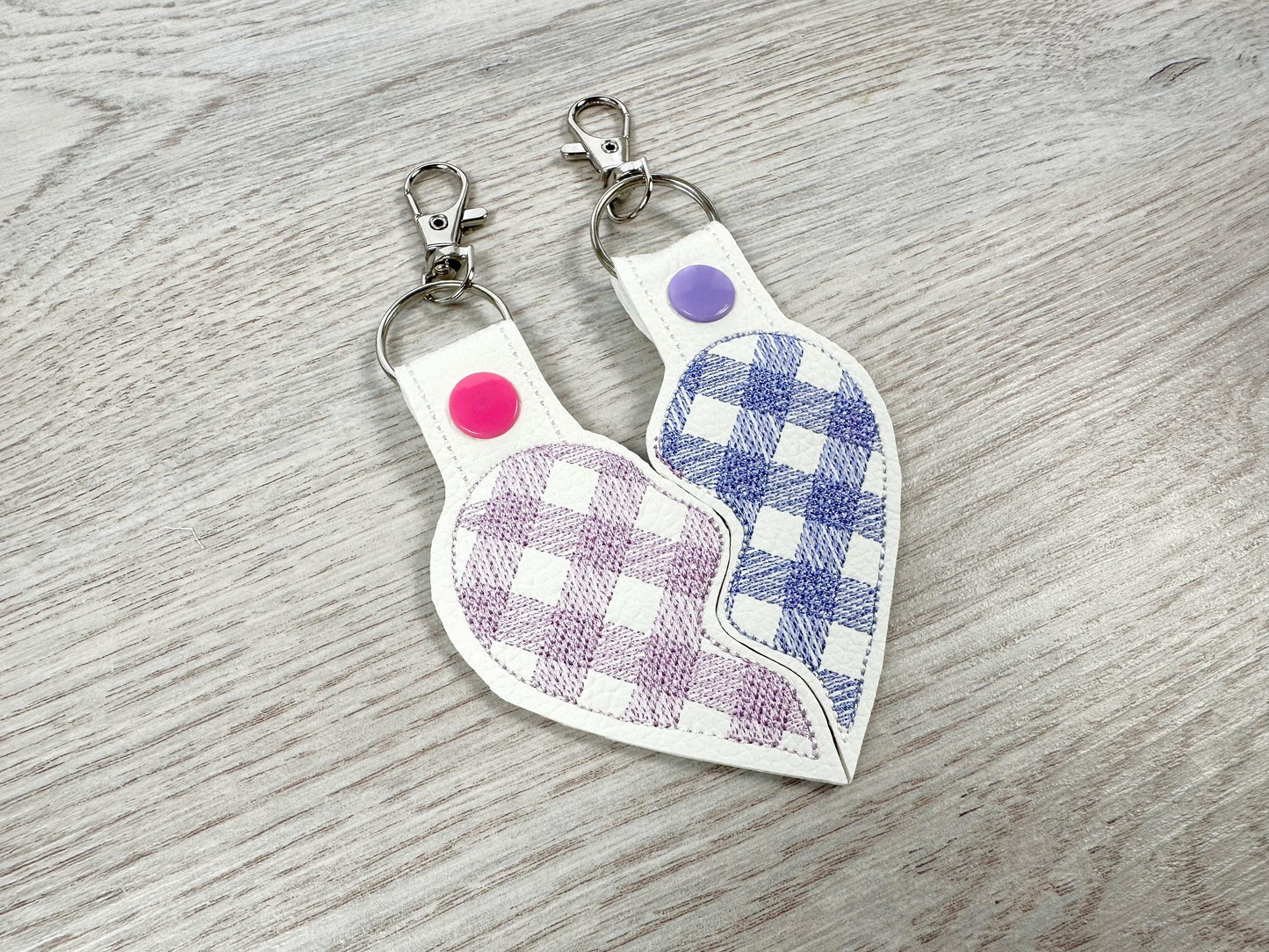 Plaid Split Heart Keychain