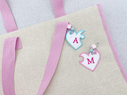 Split Heart Puzzle Keychain