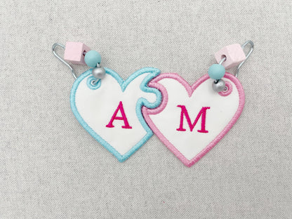 Split Heart Puzzle Keychain