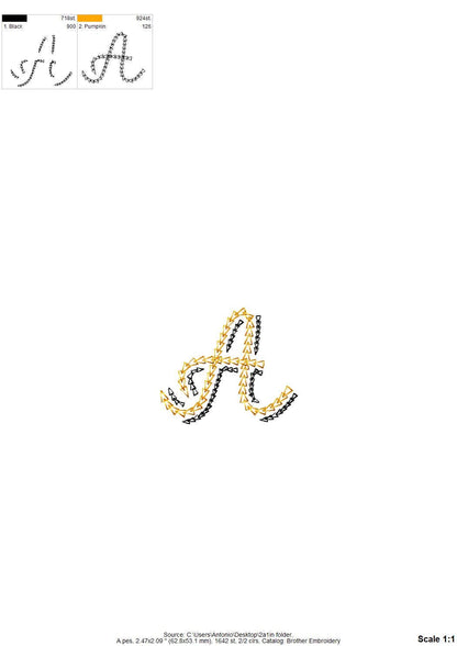 Double Chain Stitch Font Paisley