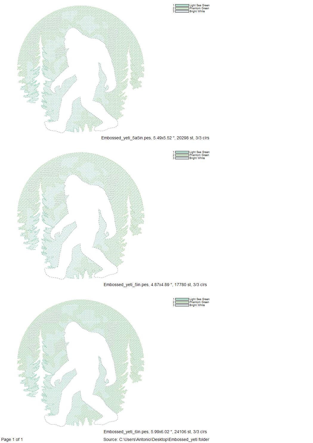 Embossed Yeti Sasquatch Bigfoot