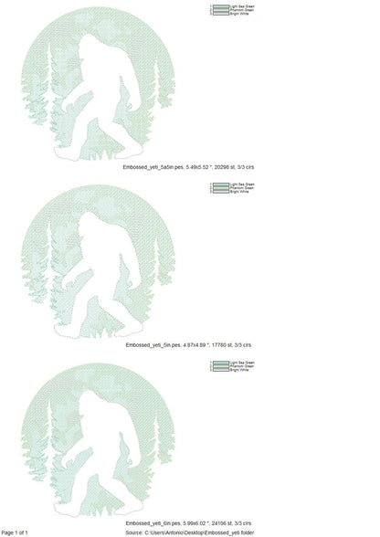 Embossed Yeti Sasquatch Bigfoot