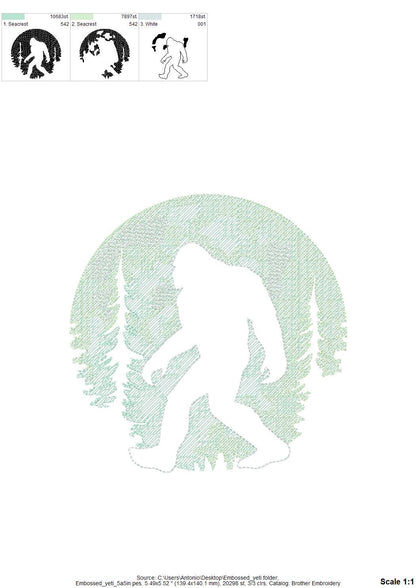 Embossed Yeti Sasquatch Bigfoot