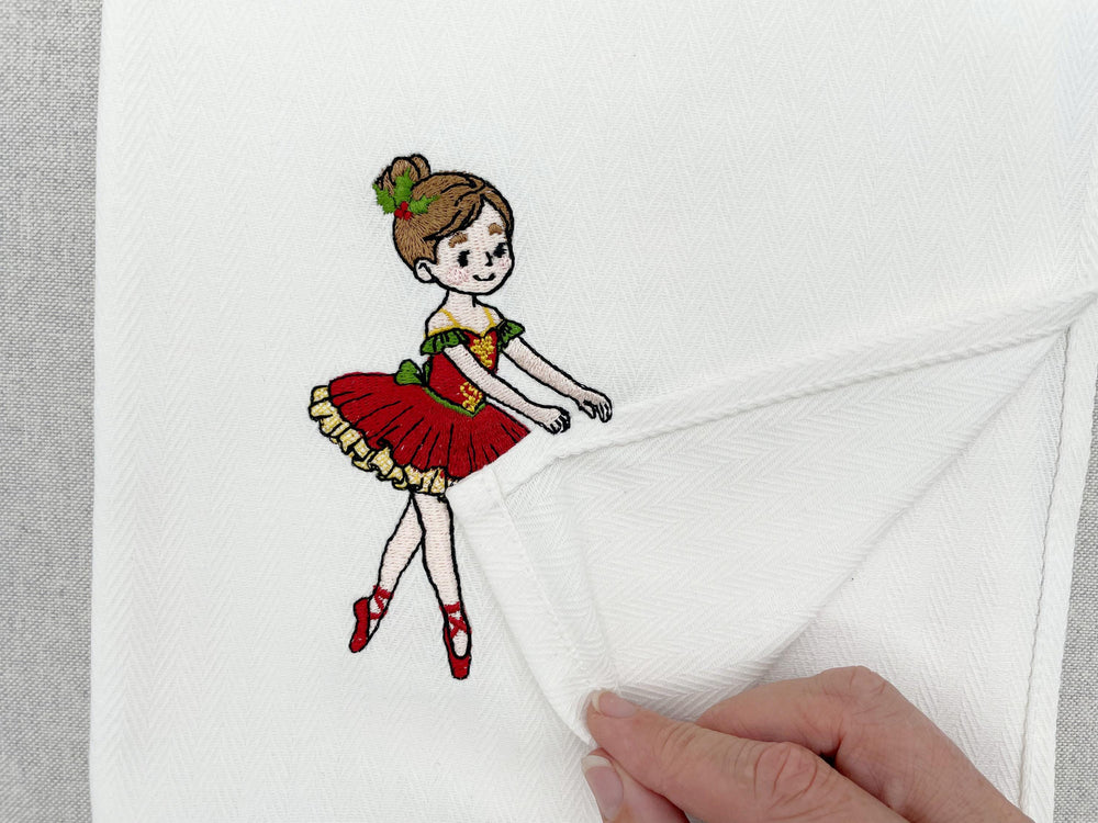 Lovely Dancing Ballerina Girl stealing kitchen dish towel thief kids girls machine embroidery designs ITH