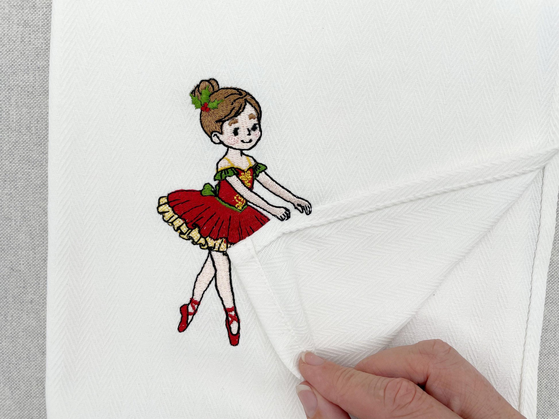 Lovely Dancing Ballerina Girl stealing kitchen dish towel thief kids girls machine embroidery designs ITH