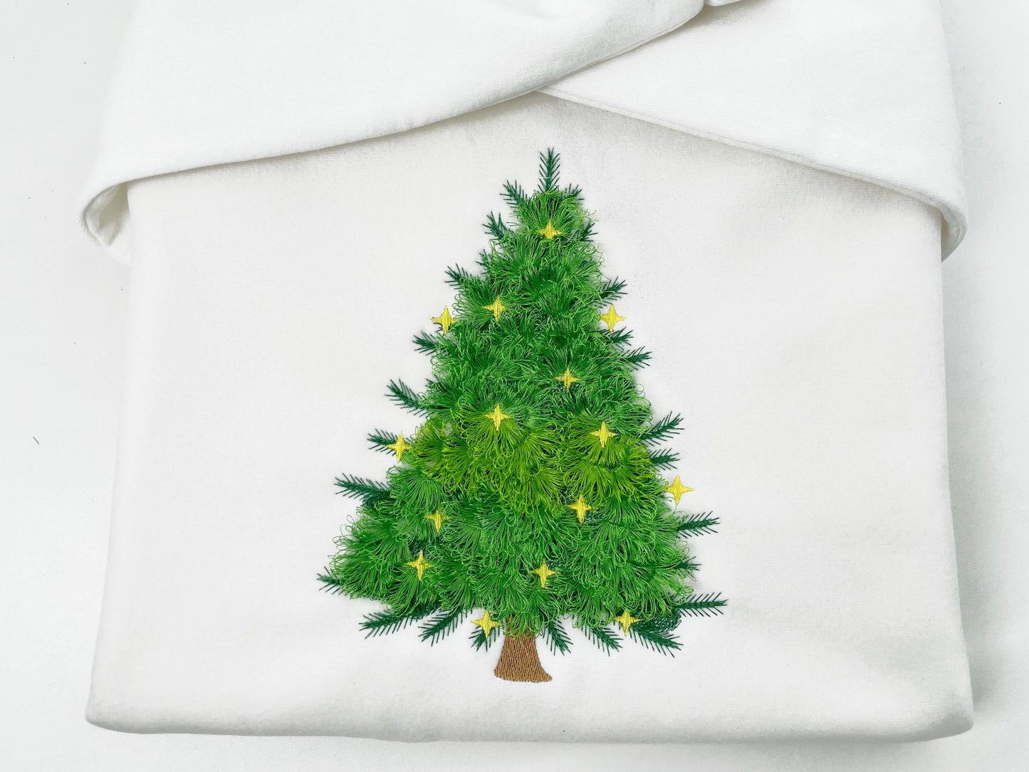 Big Fringed fluffy Christmas Tree fringe cute fluffy fuzzy spruce machine embroidery designs